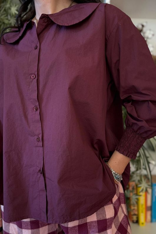 Paloma Tela Peter Pan Blouse Aubergine